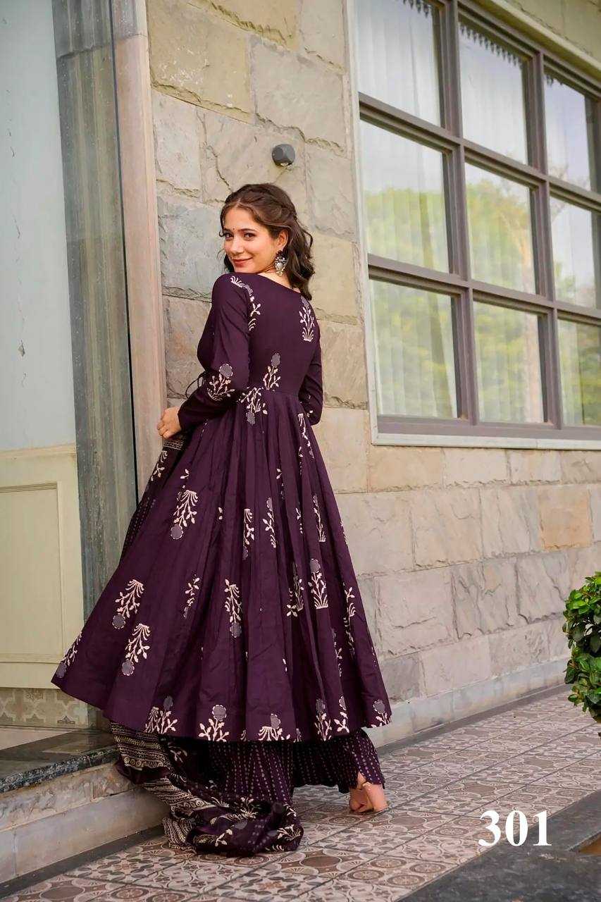 YNF MASLIN KSB 308 GOWNS WHOLESALE PRINTED ANARKALI GOWNS MANUFACTURER    